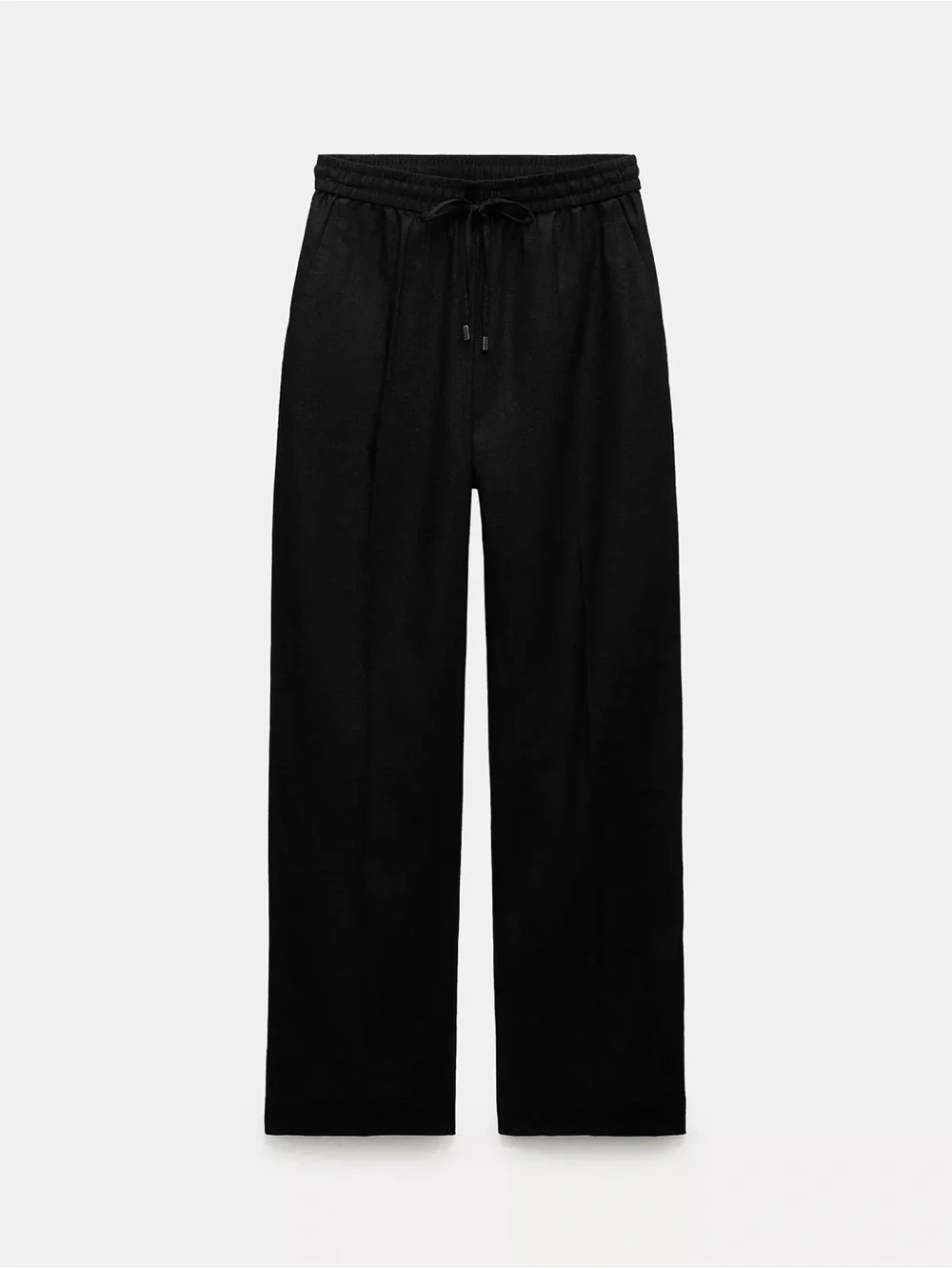 Zara Collection Black Linen Blend Straight-Leg Pants